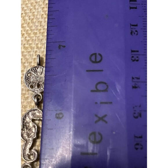 Sterling Silver 925 Bracelet Ocean Beach Themed Link Shell Sand dollar Sea horse - Picture 5 of 5